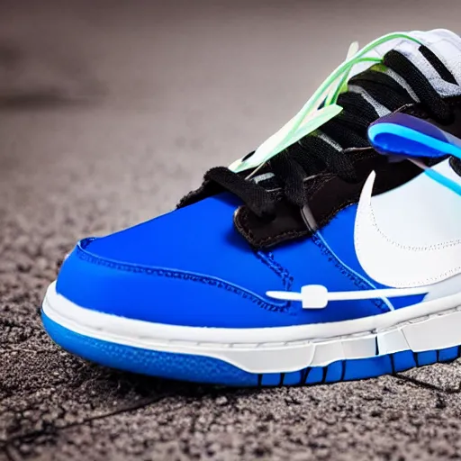 Prompt: nike dunk low off - white royal blue photograph