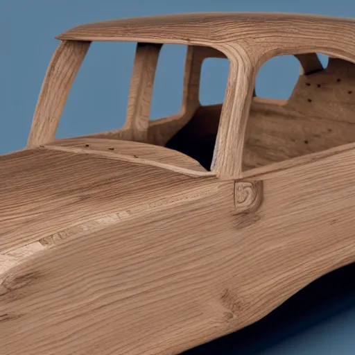 Prompt: a wooden mbw car, realistic