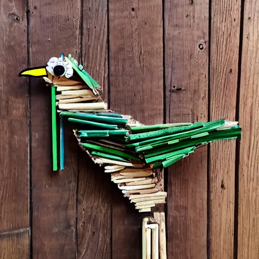 Prompt: Hawk Made of Sticks and Plant Matter