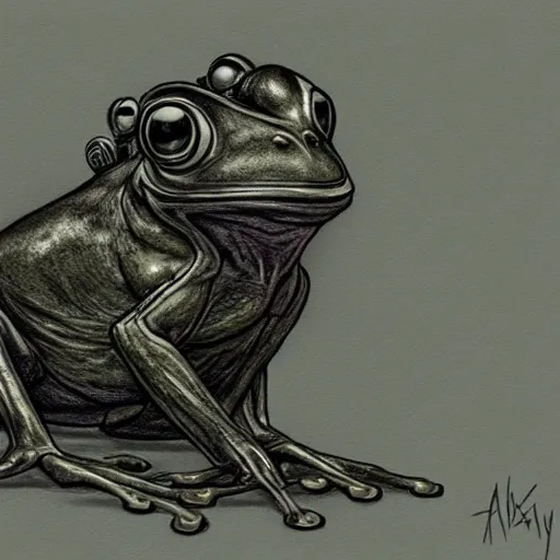 Prompt: cyberpunk frog, concept art, colorized pencil, highly detailed, Akihiko Yoshida