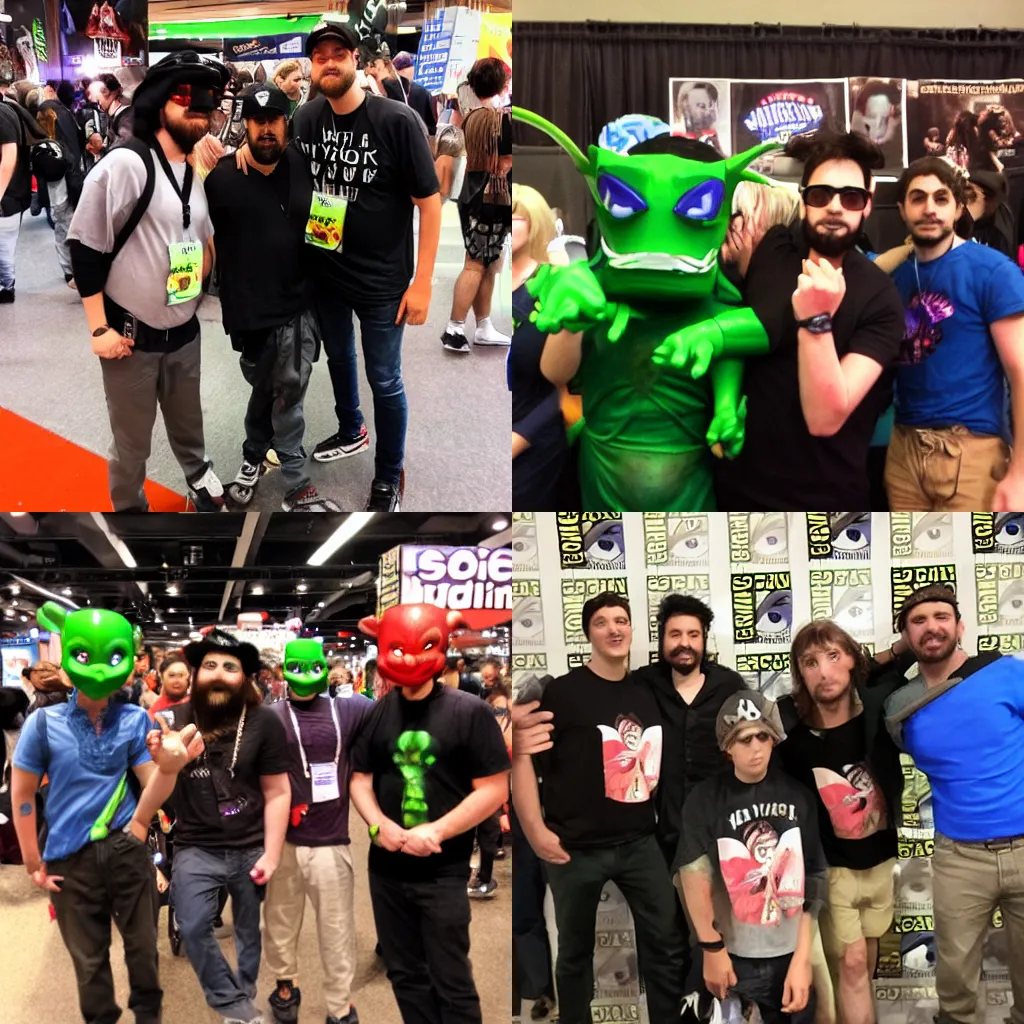 Prompt: vinesauce, photo at nyc comicon