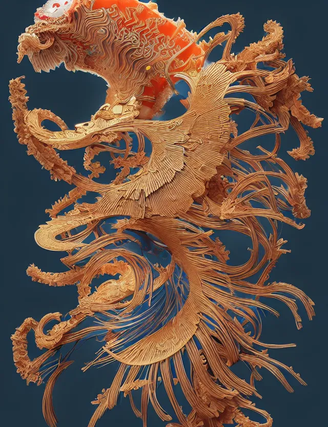 Prompt: 3 d abstract ornament. ram skull. beautiful intricately detailed japanese crow kitsune mask and clasical japanese kimono. betta fish, jellyfish phoenix, bio luminescent, plasma, ice, water, wind, creature, artwork by tooth wu and wlop and beeple and greg rutkowski