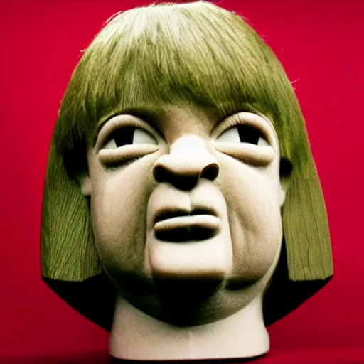 Image similar to mark e smith in the style of an easter island head