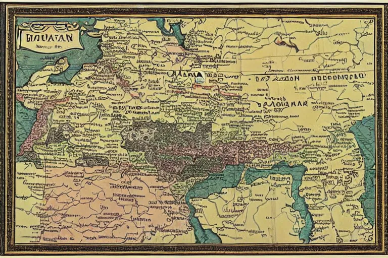 Prompt: map of the kingdom of the balkan tatars, in an old atlas