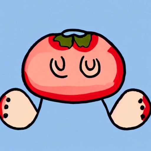 Image similar to The photo is a drawing of a person with a strawberry computer in their belly. The style is cartoonish and playful.