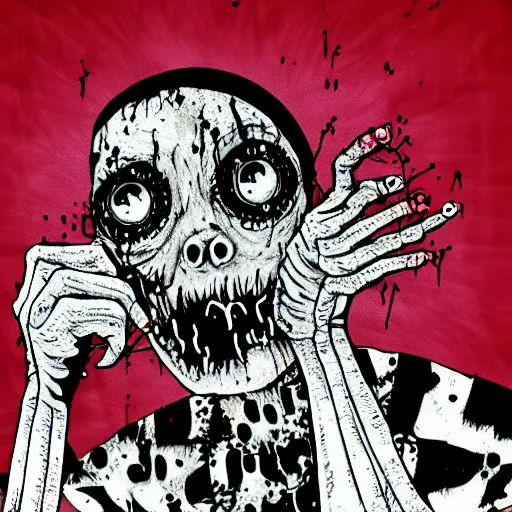 Prompt: zombie in the style of junji ito.