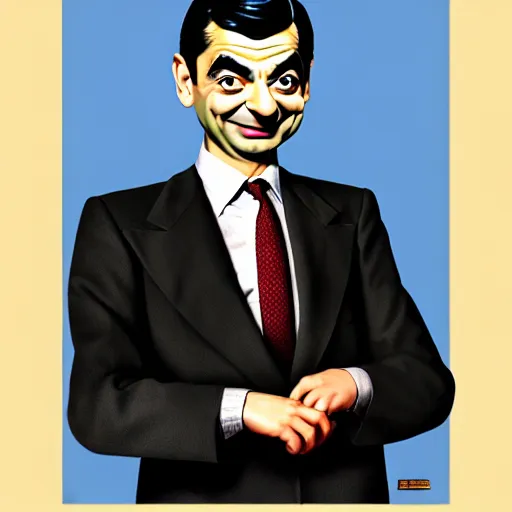 Image similar to mr. bean as a male pinup. male pin - up poster.