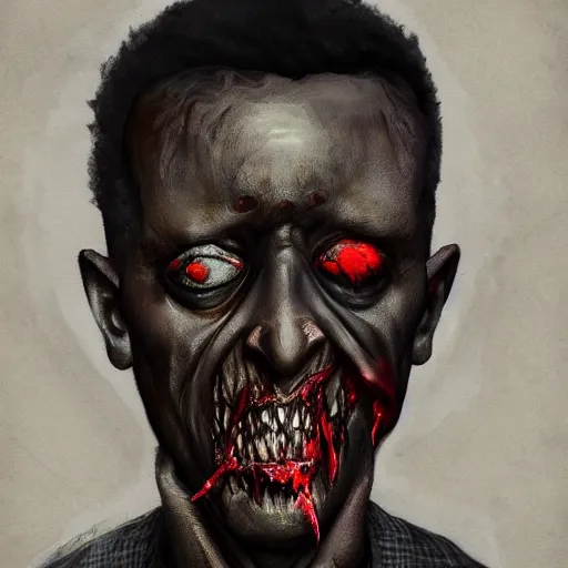 Prompt: a zombie Wesley Snipes, by WLOP, horror, wounds, bloody, dark fantasy, trending on artstation