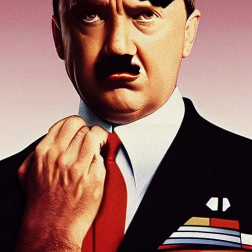 Image similar to a 1 9 9 0 s promotional poster for hitler as a character in a sitcom