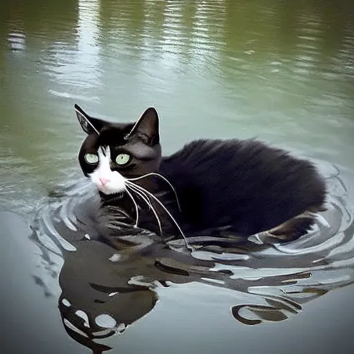 Image similar to a cat floating, very funny image