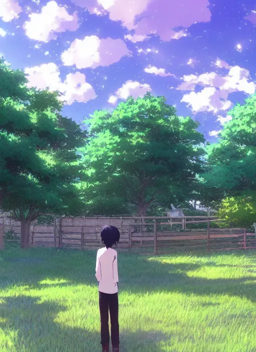 Prompt: anime beautiful farm by makoto shinkai