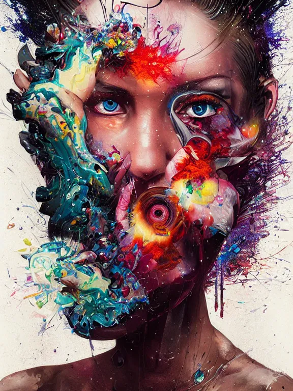 Prompt: art portrait of an eye with flower exploding,by tristan eaton,Stanley Artgermm,Tom Bagshaw,Greg Rutkowski,Carne Griffiths,trending on DeviantArt,face enhance,chillwave,minimalist,cybernetic, android, blade runner,full of colour,