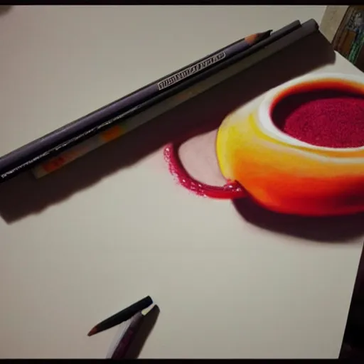 Prompt: a drawing coming to life, consuming as a colourful liquid its original artist. blender, realistic, award winning