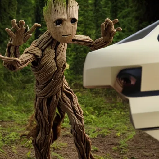 Prompt: Groot defeating a stormtrooper