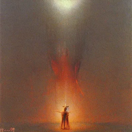 Image similar to thor, god of thunder, art by beksinski