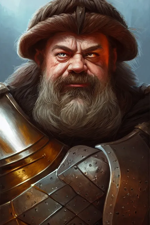 Image similar to dwarf knight portrait, highly detailed, d & d, fantasy, highly detailed, digital painting, trending on artstation, concept art, sharp focus, illustration, global illumination, ray tracing, realistic shaded, art by artgerm and greg rutkowski and fuji choko and viktoria gavrilenko and hoang lap