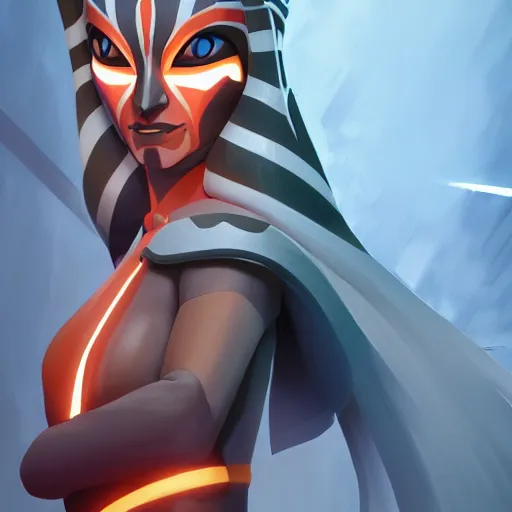 Prompt: ahsoka tano, highly detailed, digital painting, artstation, facing camera, concept art, smooth, sharp focus, illustration, art by artgerm and greg rutkowski, high definition digital art, dramatic lighting, in the style of ilya kuvshinov and Ross tran