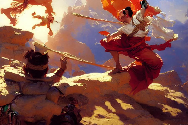 Image similar to air bender, painting by gaston bussiere, craig mullins, j. c. leyendecker