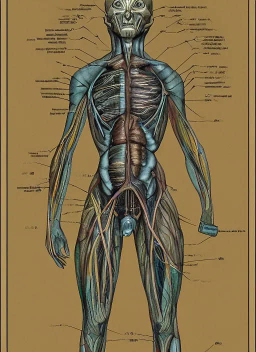 Image similar to detailed anatomical chart of an alien