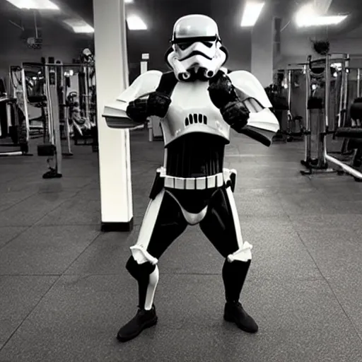 Prompt: a bodybuilding stormtrooper