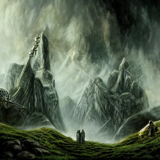 Image similar to lord of the rings artwork, highly detailed, 4 k, digital painting, concept art