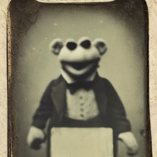 Image similar to tintype photo of a muppet