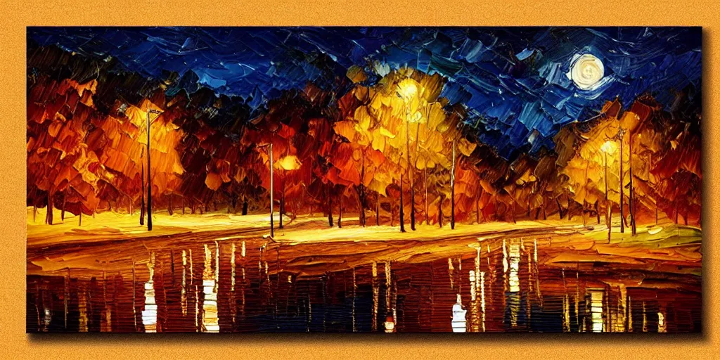 Image similar to nighttime nature landscape, oil painting, ultra realistic, highly detailed, hd, sharp focus, cinematic lighting, warm colors, realistic, photorealistic, vivid colors, painting, non blurry, sharp, smooth, illustration