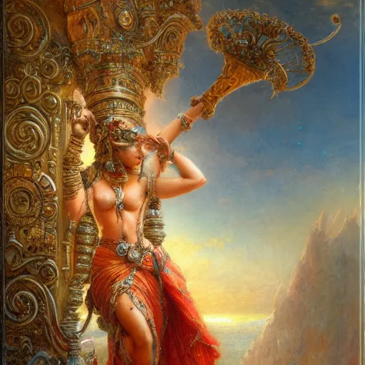 Image similar to artstation, intricate details, hyper details, by gaston bussiere, ganesha,