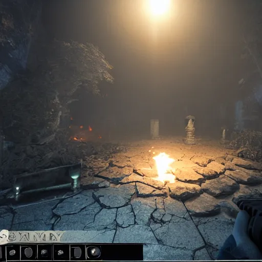 Prompt: screenshot of the game with the quest horror adventure elemenets, unreal engine 5, ultra hd, hyper detailed