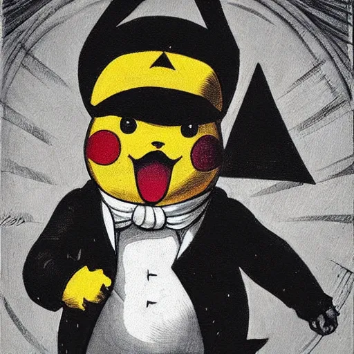 Image similar to Pikachu leads the French Revolution (1789), oil on canvas, 1882