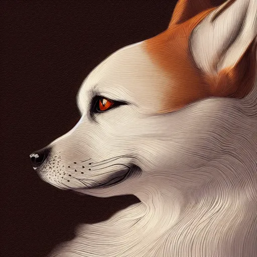 Image similar to Shibu Inu , intricate, elegant, highly detailed, digital painting, artstation, concept art, smooth, sharp focus, illustration, francisco goya