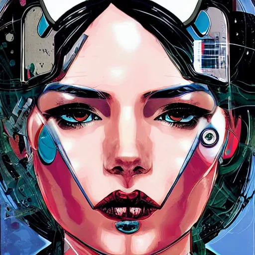 Image similar to portrait of a female android, by MARVEL comics and Sandra Chevrier