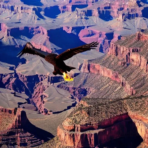 Image similar to eagle flying above the grand canyon