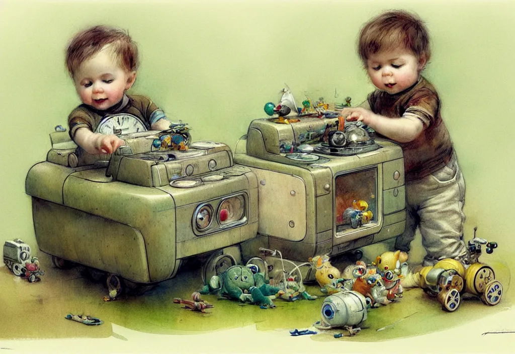 Image similar to toddler ( ( ( ( ( 1 9 5 0 retro future living room. muted colors. toys laying around ) ) ) ) ) by jean baptiste monge, chrome green