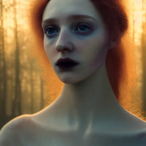 Prompt: photographic portrait of a stunningly beautiful english renaissance female in soft dreamy light at sunset, frozen forest, soft focus, gothic, contemporary fashion shoot, in a denis villeneuve and tim burton movie, by edward robert hughes, annie leibovitz and steve mccurry, david lazar, jimmy nelsson, extremely detailed, breathtaking, hyperrealistic, perfect face, octane render