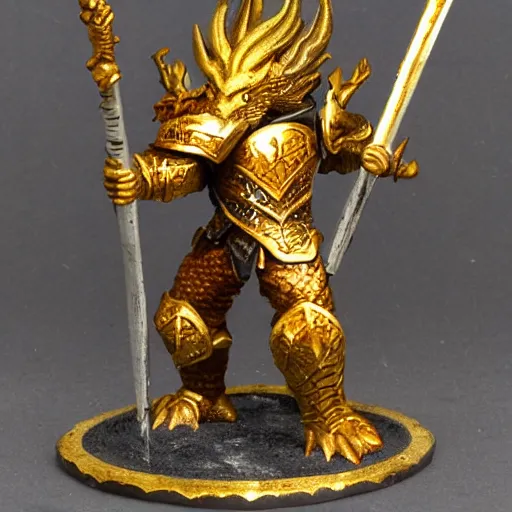 Image similar to Golden dragon born fighter wearing plate armor