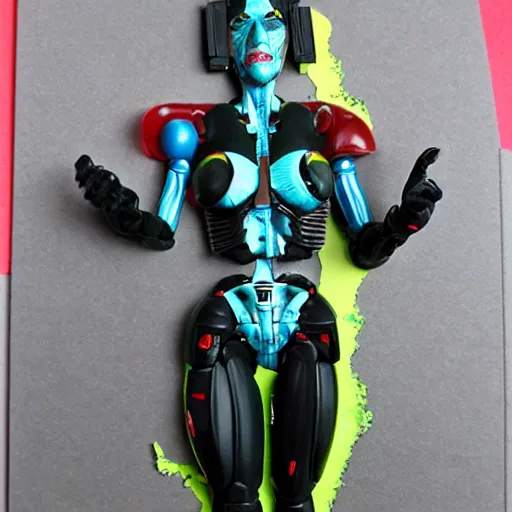 Image similar to donna haraway, cyborg, stop motion vinyl action figure, plastic, toy, butcher billy style