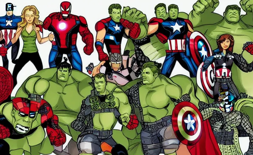 Image similar to marvel avengers made of pickles, concept art