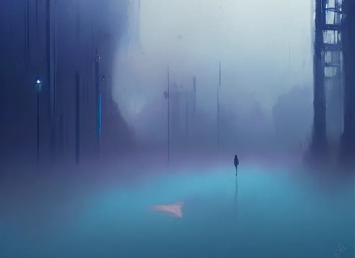 Prompt: blue - turquoise fog in the void, black background hyperrealism, no blur, 4 k resolution, ultra detailed, style of ismail inceoglu, robert mccall