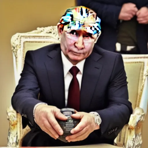 Image similar to vladimir putin holding a bomb