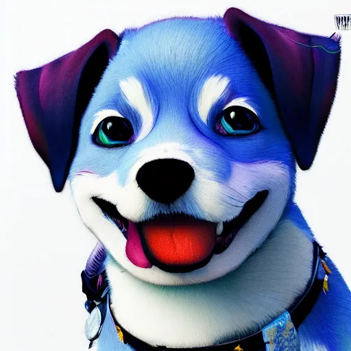 Image similar to Blue Heeler Dog, Anime Style, Soft lighting, artstation, detailed, award winning, colourful