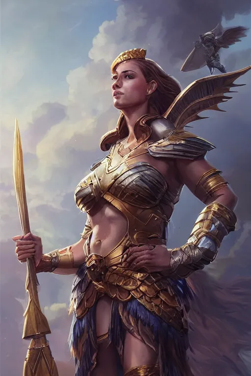 Image similar to amazon valkyrie athena, d & d, fantasy, portrait, highly detailed, headshot, digital painting, trending on artstation, concept art, sharp focus, illustration, art by artgerm and greg rutkowski and magali villeneuve