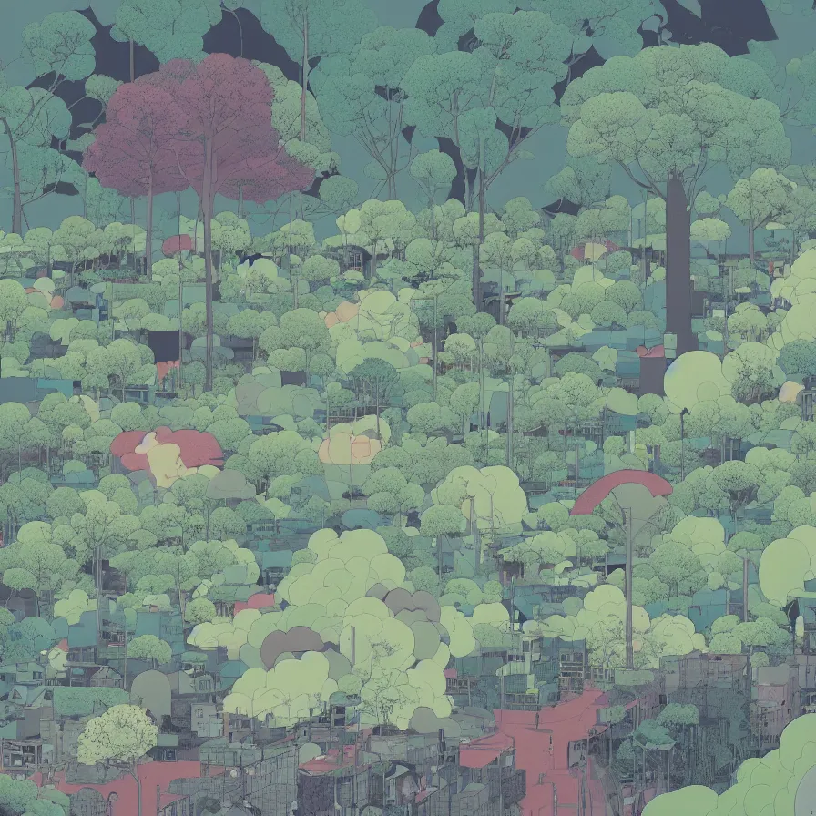 Prompt: a landscape by inio asano, beeple and james jean, chiho aoshima color scheme