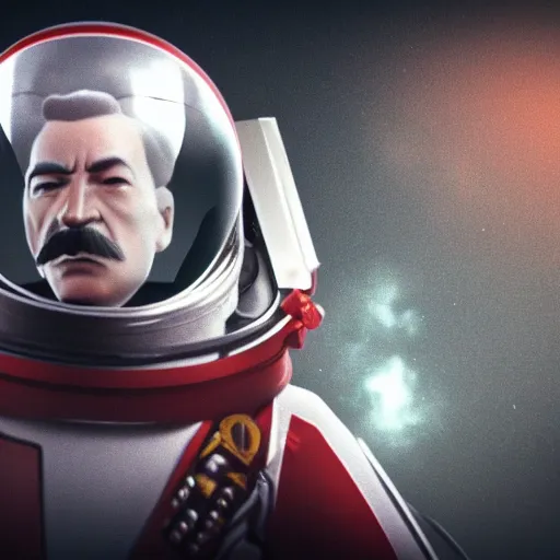 Prompt: Cinematic shot of Joseph Stalin astronaut, hd 4k, AAA game, octane render