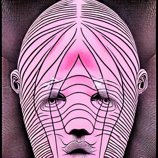 Prompt: pink grainy spray effect super conceptual figurative post - morden monumental figurative portrait made by escher and william blake, highly conceptual figurative art, intricate detailed illustration, illustration sharp geometrical detail, vector sharp graphic, controversial, manga 1 9 9 0