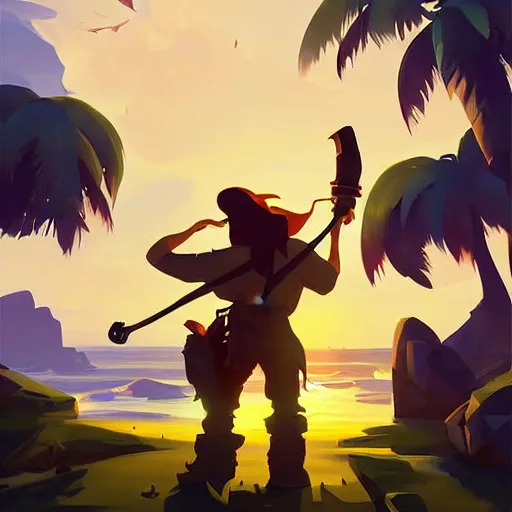 Image similar to painting treasure on sea of thieves game smooth median photoshop filter cutout vector, behance hd by jesper ejsing, by rhads, makoto shinkai and lois van baarle, ilya kuvshinov, rossdraws global illumination