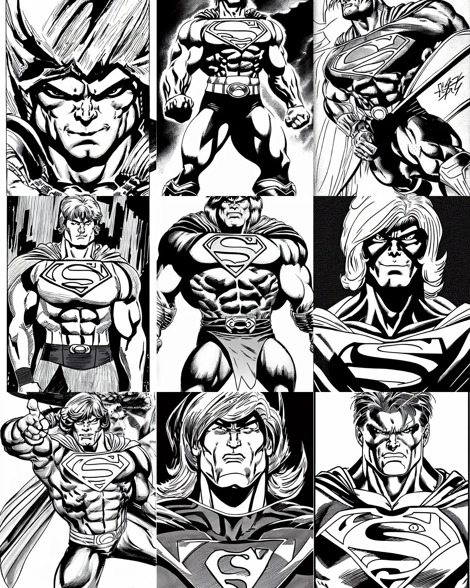 Prompt: he - man!!! jim lee!!! calm face shot!! flat ink sketch by jim lee face close up headshot superman costume in the style of jim lee, x - men superhero comic book character by jim lee