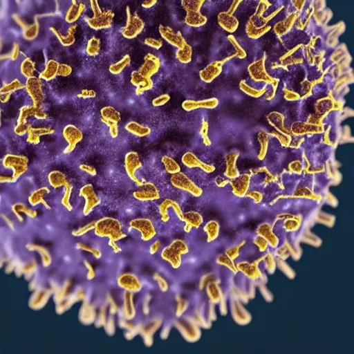 Prompt: microscope photograph of a coronavirus, highly detailed, coloured