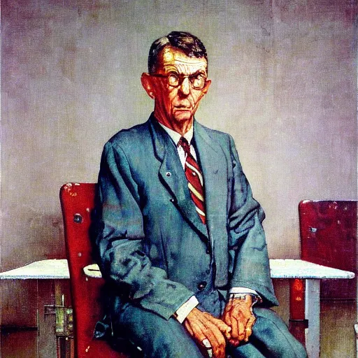 Image similar to “painting of Edsger Dijkstra, by Norman Rockwell”