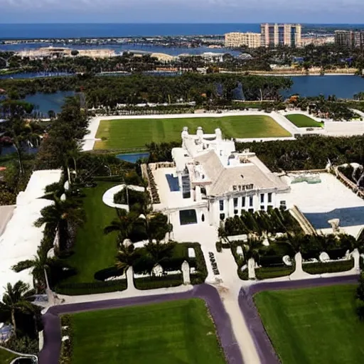 Prompt: aerial view of Joe Biden, an FBI agent rating, Mar-a-Lago resort